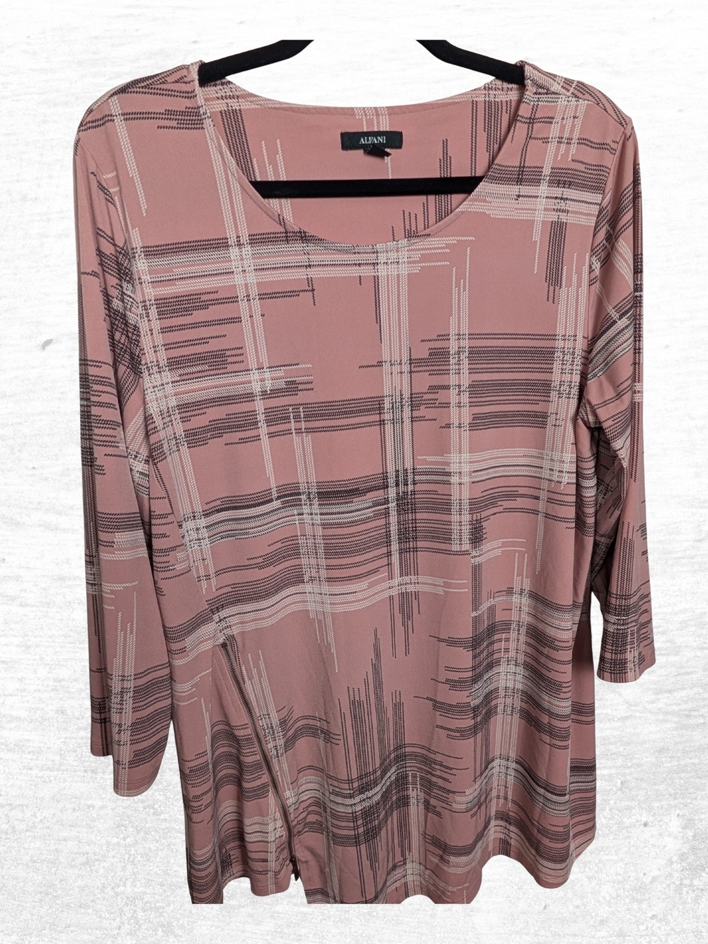 Alfani Women's Pink XL Asymmetrical Scoop Neck Top with Zipper Modern Casual